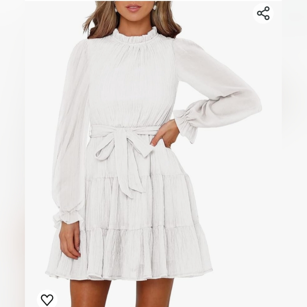 Nwt white ruffle tiered long sleeve swing dress